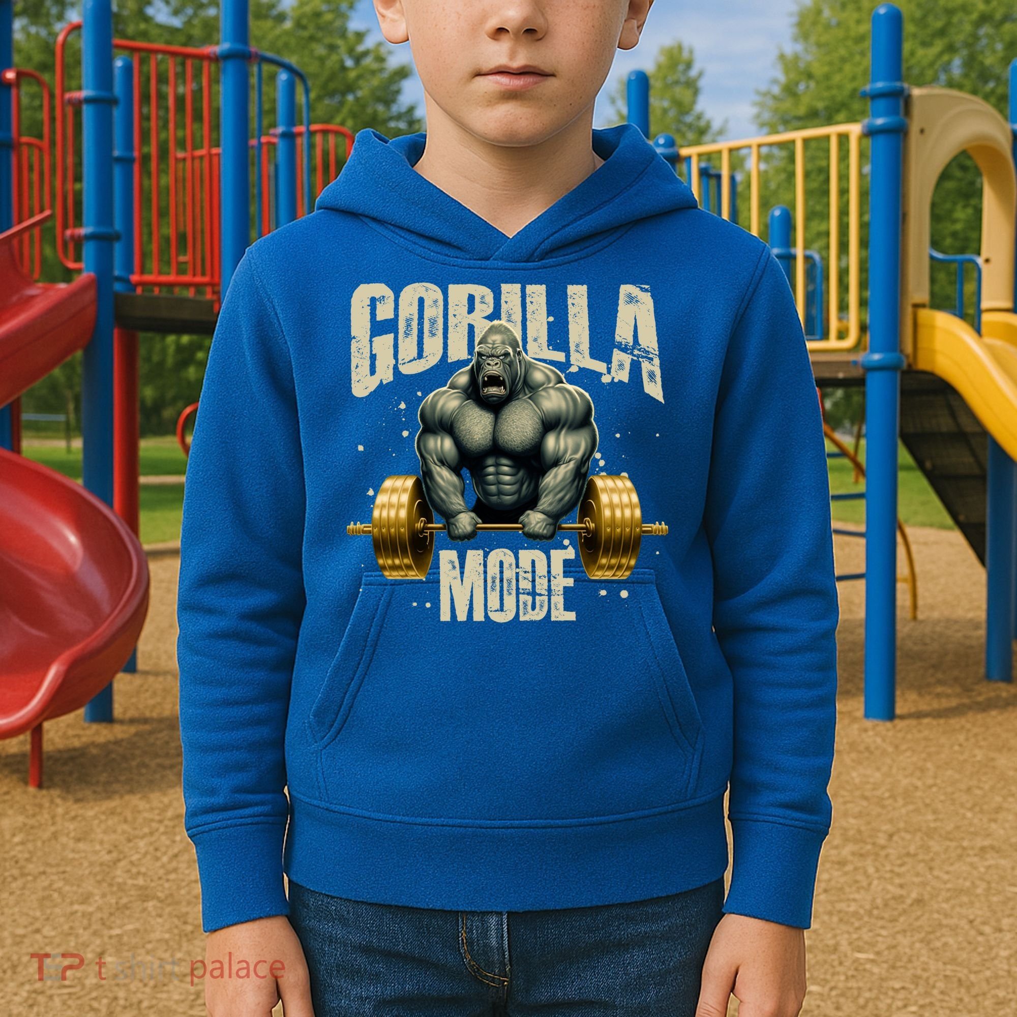 Gorilla Mode Gym Workout Beast Weightlifting Bodybuilding Gift Kids Hoodie