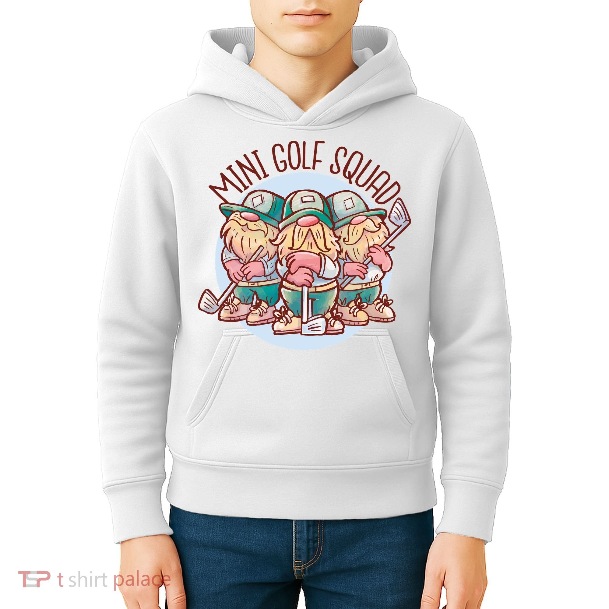 Gnomes Mini Golf Squad Kids Hoodie