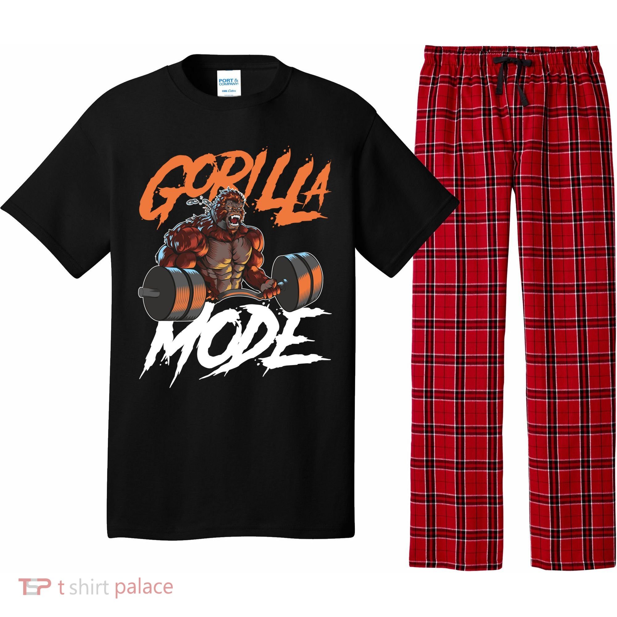 Gorilla Mode Gym Beast Workout Weights Lifting Power Gift Pajama Set