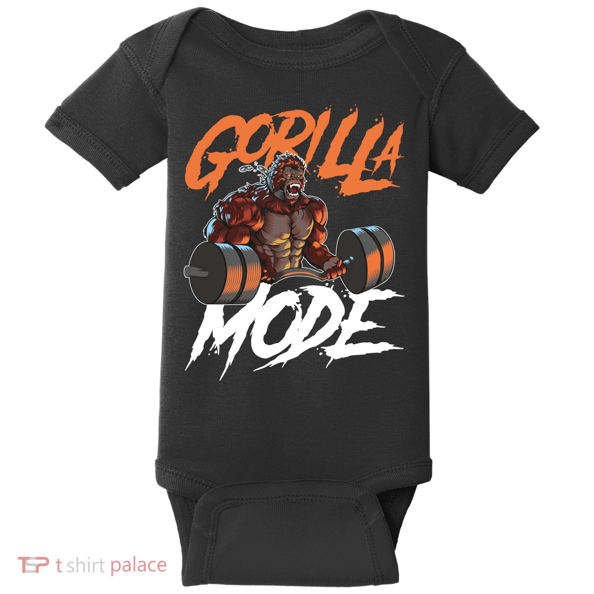 Gorilla Mode Gym Beast Workout Weights Lifting Power Gift Baby Bodysuit