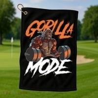 Gorilla Mode Gym Beast Workout Weights Lifting Power Gift Golf Towel thumb 1