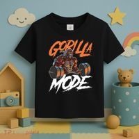 Gorilla Mode Gym Beast Workout Weights Lifting Power Gift Toddler T-Shirt thumb 3