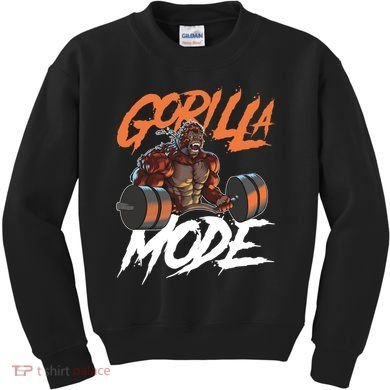 Gorilla Mode Gym Beast Workout Weights Lifting Power Gift Kids Sweatshirt
