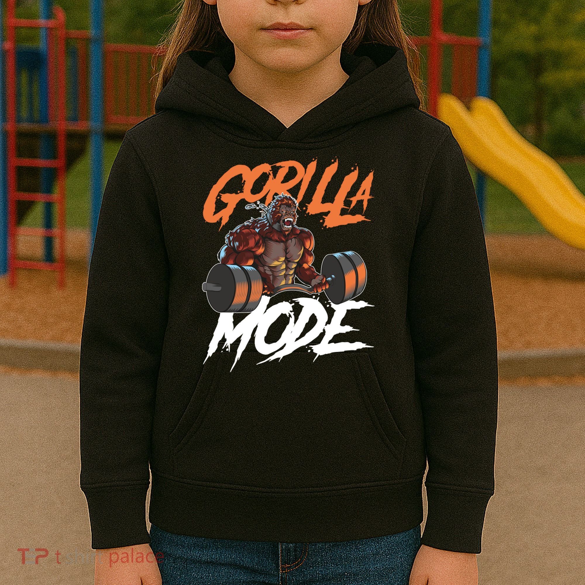 Gorilla Mode Gym Beast Workout Weights Lifting Power Gift Kids Hoodie