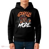 Gorilla Mode Gym Beast Workout Weights Lifting Power Gift Kids Hoodie thumb 4