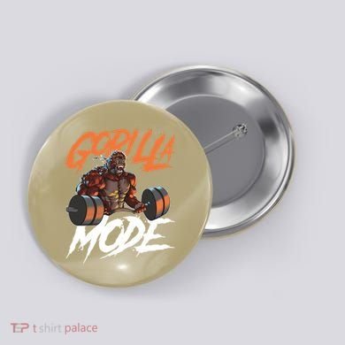 Gorilla Mode Gym Beast Workout Weights Lifting Power Gift Button