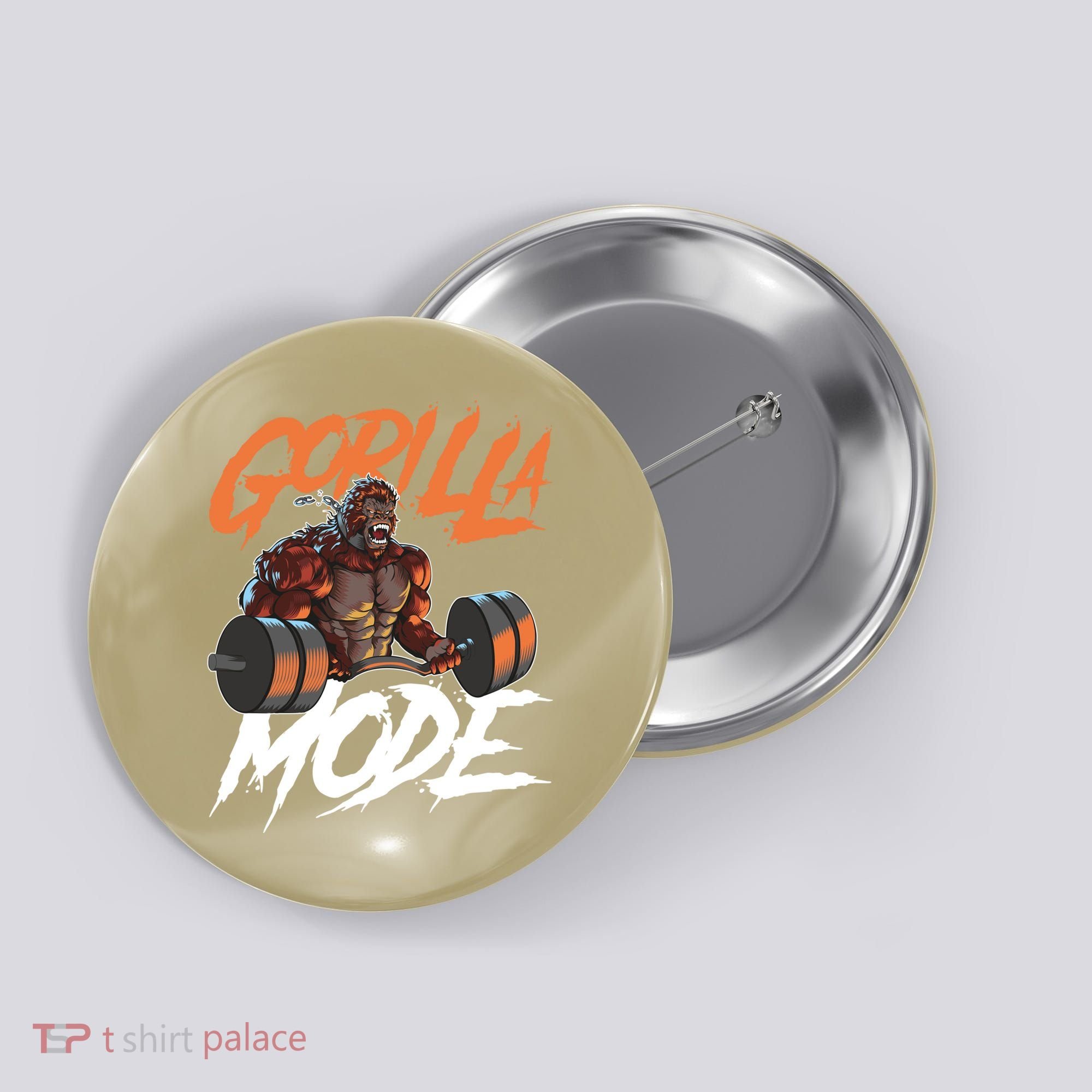 Gorilla Mode Gym Beast Workout Weights Lifting Power Gift Button
