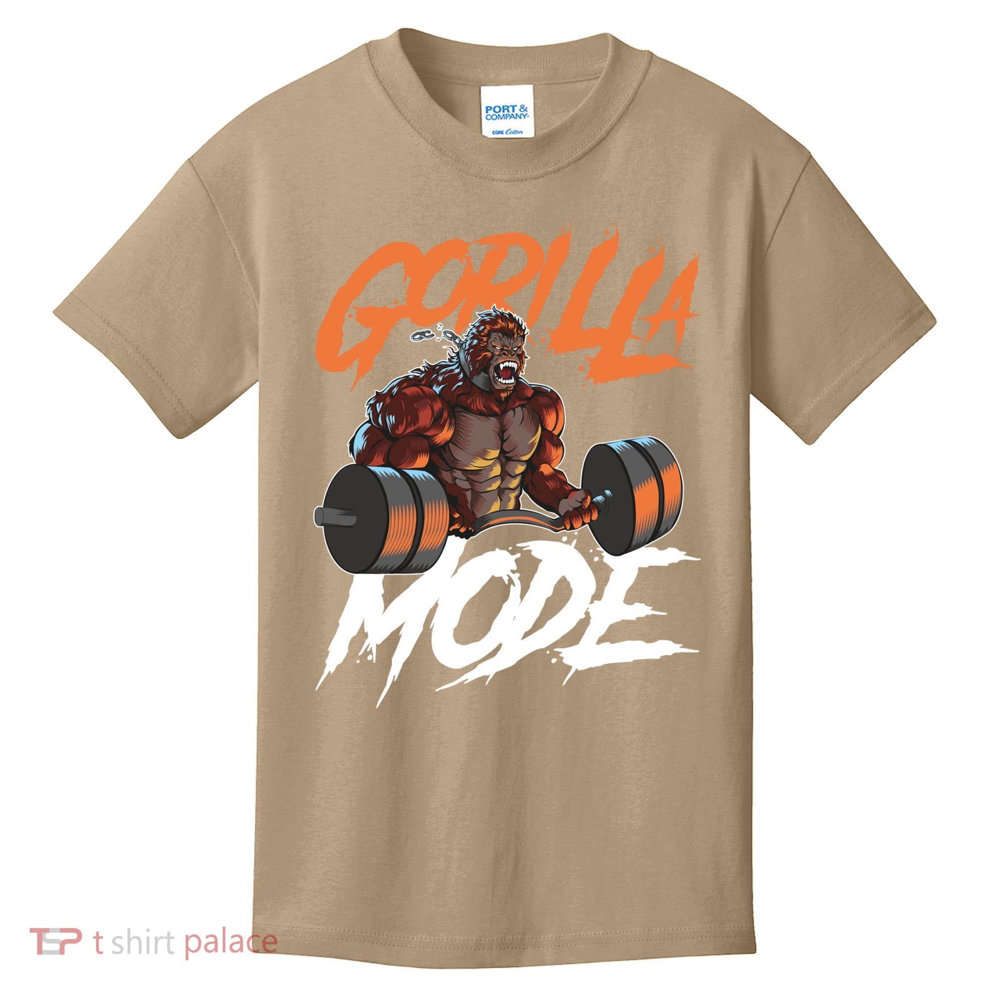 Gorilla Mode Gym Beast Workout Weights Lifting Power Gift Kids T-Shirt