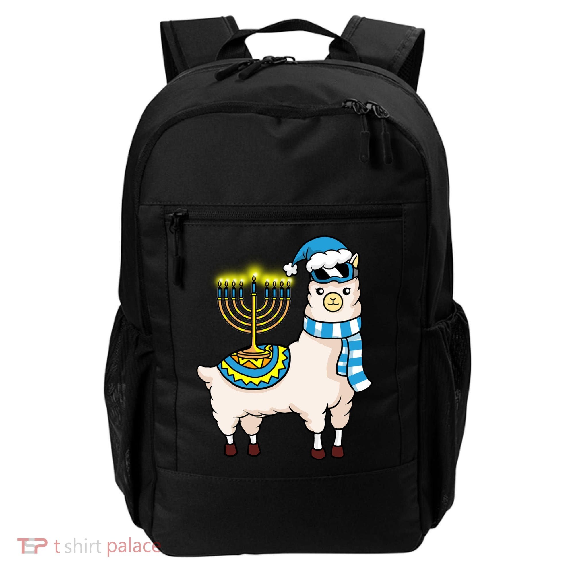 Glowing Menorah Hanukkah Llama Cute Alpaca Chanukah Backpack