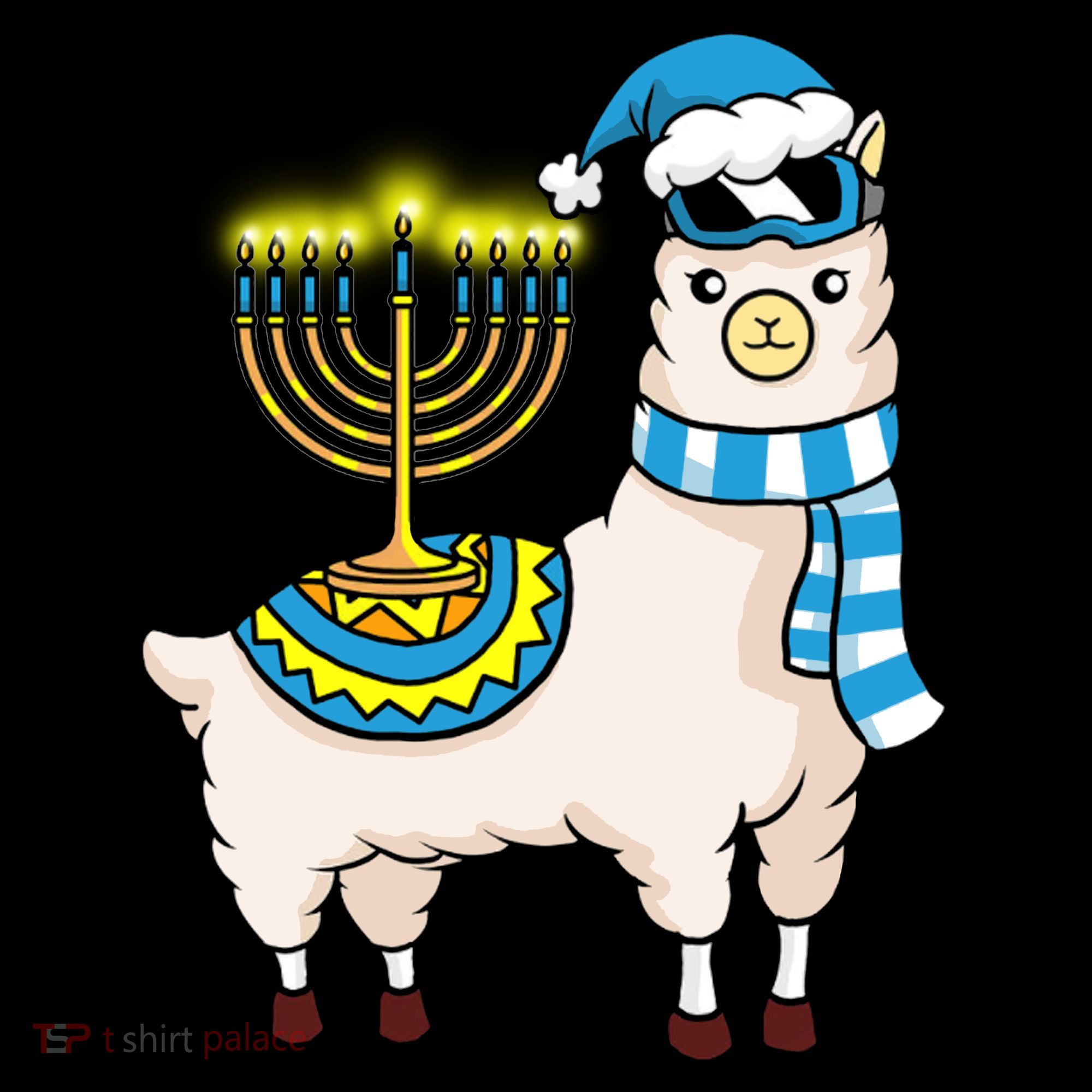 Glowing Menorah Hanukkah Llama Cute Alpaca Chanukah Coffee Mug