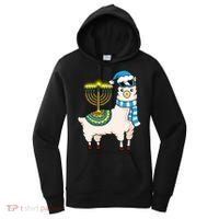 Glowing Menorah Hanukkah Llama Cute Alpaca Chanukah Women's Hoodie thumb 0