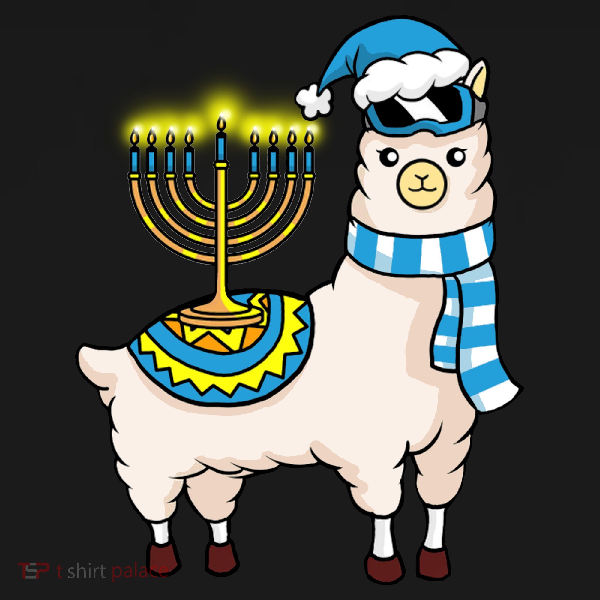 Glowing Menorah Hanukkah Llama Cute Alpaca Chanukah Women's Hoodie