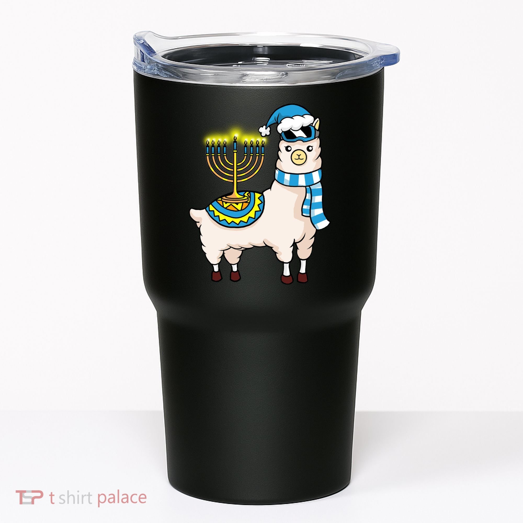Glowing Menorah Hanukkah Llama Cute Alpaca Chanukah Tumbler