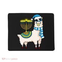 Glowing Menorah Hanukkah Llama Cute Alpaca Chanukah Mousepad thumb 0