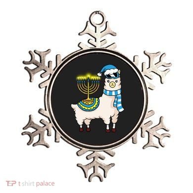 Glowing Menorah Hanukkah Llama Cute Alpaca Chanukah Ornament