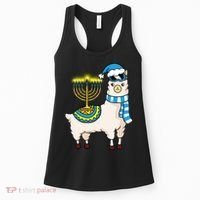 Glowing Menorah Hanukkah Llama Cute Alpaca Chanukah Women's Tank Top thumb 0