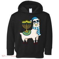 Glowing Menorah Hanukkah Llama Cute Alpaca Chanukah Toddler Hoodie thumb 0