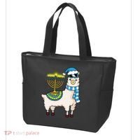 Glowing Menorah Hanukkah Llama Cute Alpaca Chanukah Tote Bag thumb 3