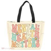 Groovy Mental Health Matters Human Brain Illness Awareness Tote Bag thumb 0
