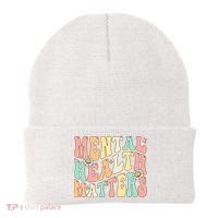 Groovy Mental Health Matters Human Brain Illness Awareness Beanie thumb 0