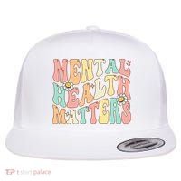 Groovy Mental Health Matters Human Brain Illness Awareness Flat Bill Trucker Hat thumb 0