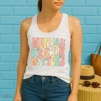 Groovy Mental Health Matters Human Brain Illness Awareness Women's Tank Top thumb 2