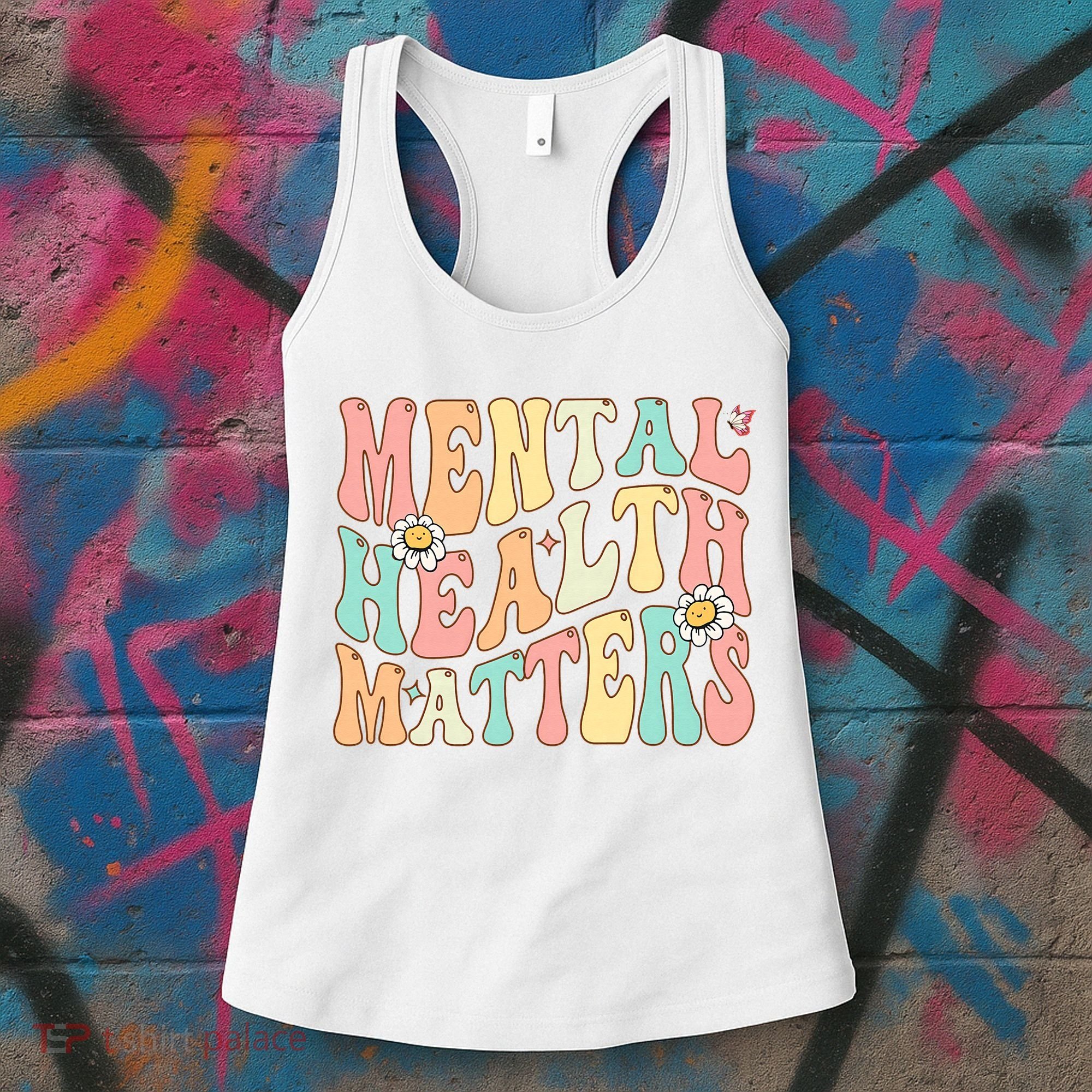 Groovy Mental Health Matters Human Brain Illness Awareness Women's Tank Top