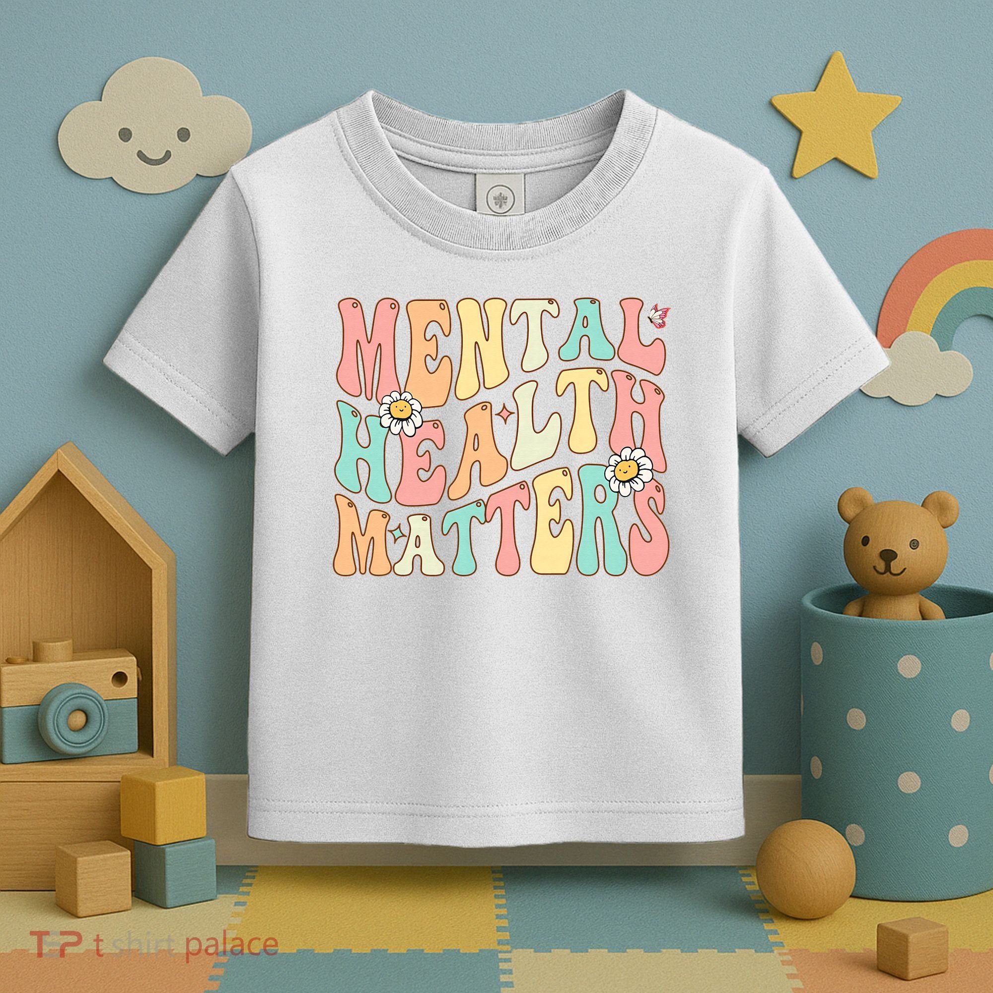 Groovy Mental Health Matters Human Brain Illness Awareness Toddler T-Shirt