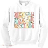 Groovy Mental Health Matters Human Brain Illness Awareness Kids Sweatshirt thumb 0