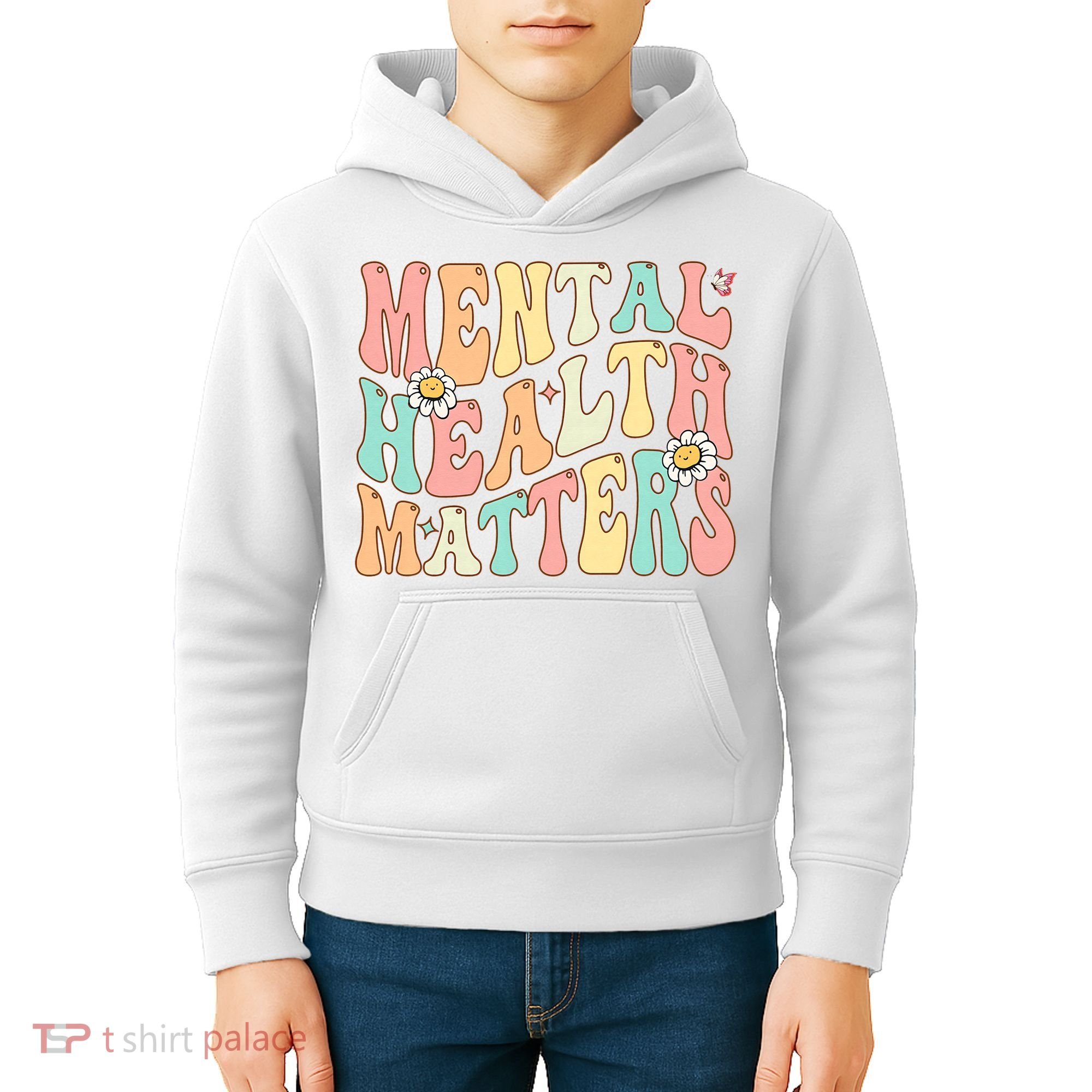 Groovy Mental Health Matters Human Brain Illness Awareness Kids Hoodie