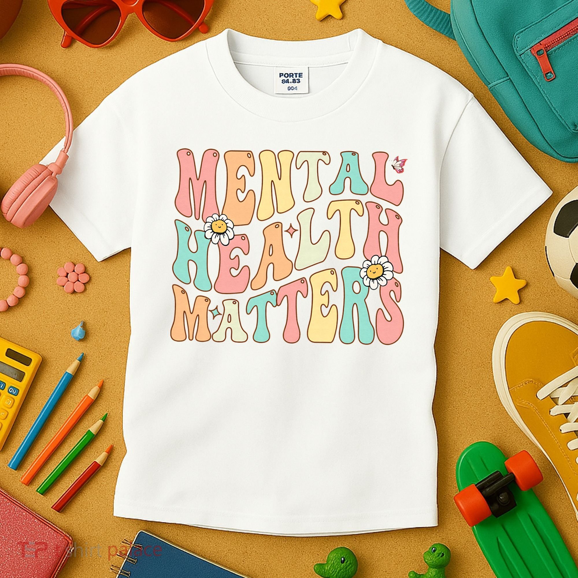 Groovy Mental Health Matters Human Brain Illness Awareness Kids T-Shirt