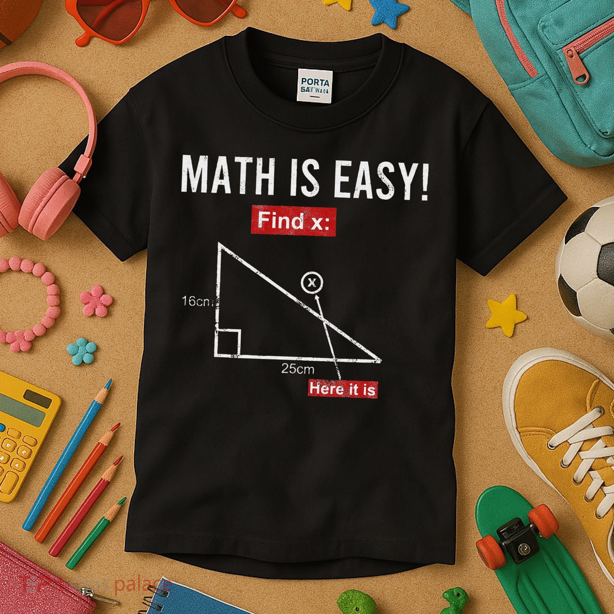 Geometry Math Is Easy Find X Here It Is Triangle Kids T-Shirt