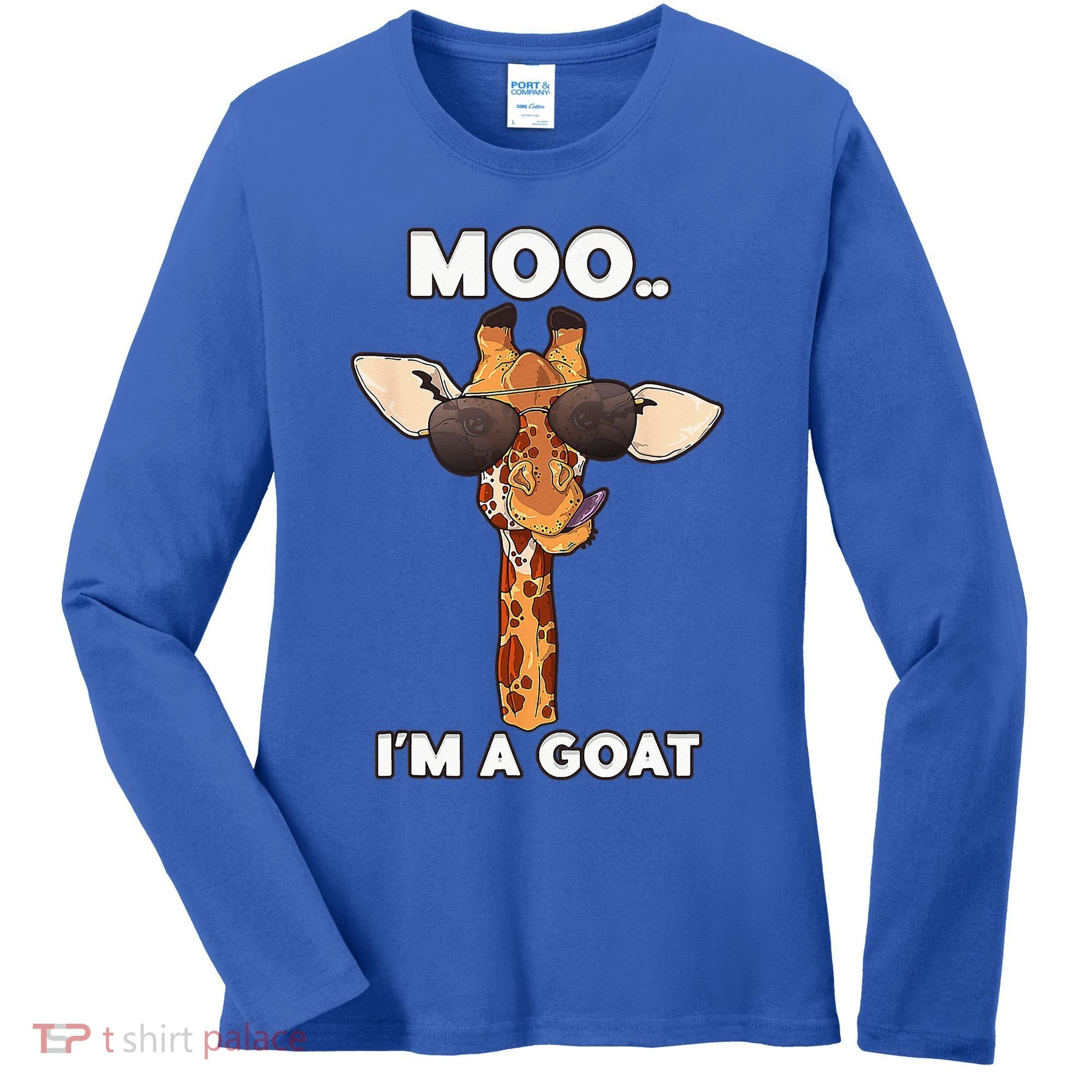Giraffe Moo Im A Goat Farm Zoo Animal Giraffe Lover Women's Long Sleeve Shirt