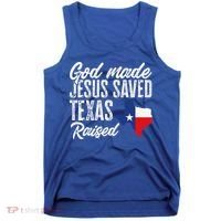 God Made Jesus Saved Texas Raised Texas Pride State Tank Top thumb 0