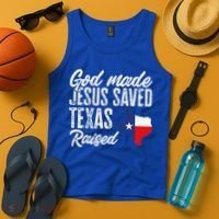 God Made Jesus Saved Texas Raised Texas Pride State Tank Top thumb 4