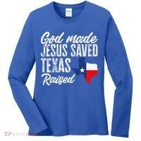 God Made Jesus Saved Texas Raised Texas Pride State Women's Long Sleeve Shirt thumb 0