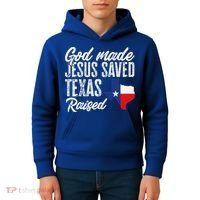 God Made Jesus Saved Texas Raised Texas Pride State Kids Hoodie thumb 4