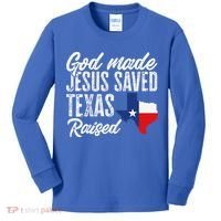 God Made Jesus Saved Texas Raised Texas Pride State Kids Long Sleeve Shirt thumb 0