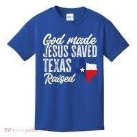 God Made Jesus Saved Texas Raised Texas Pride State Kids T-Shirt thumb 0