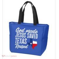 God Made Jesus Saved Texas Raised Texas Pride State Tote Bag thumb 3
