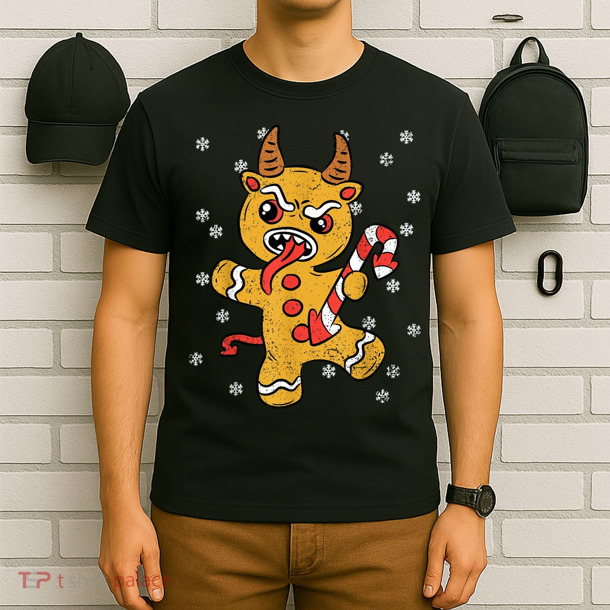 Gingerbread Man Krampus Christmas Pajama Xmas Candy Cane T-Shirt