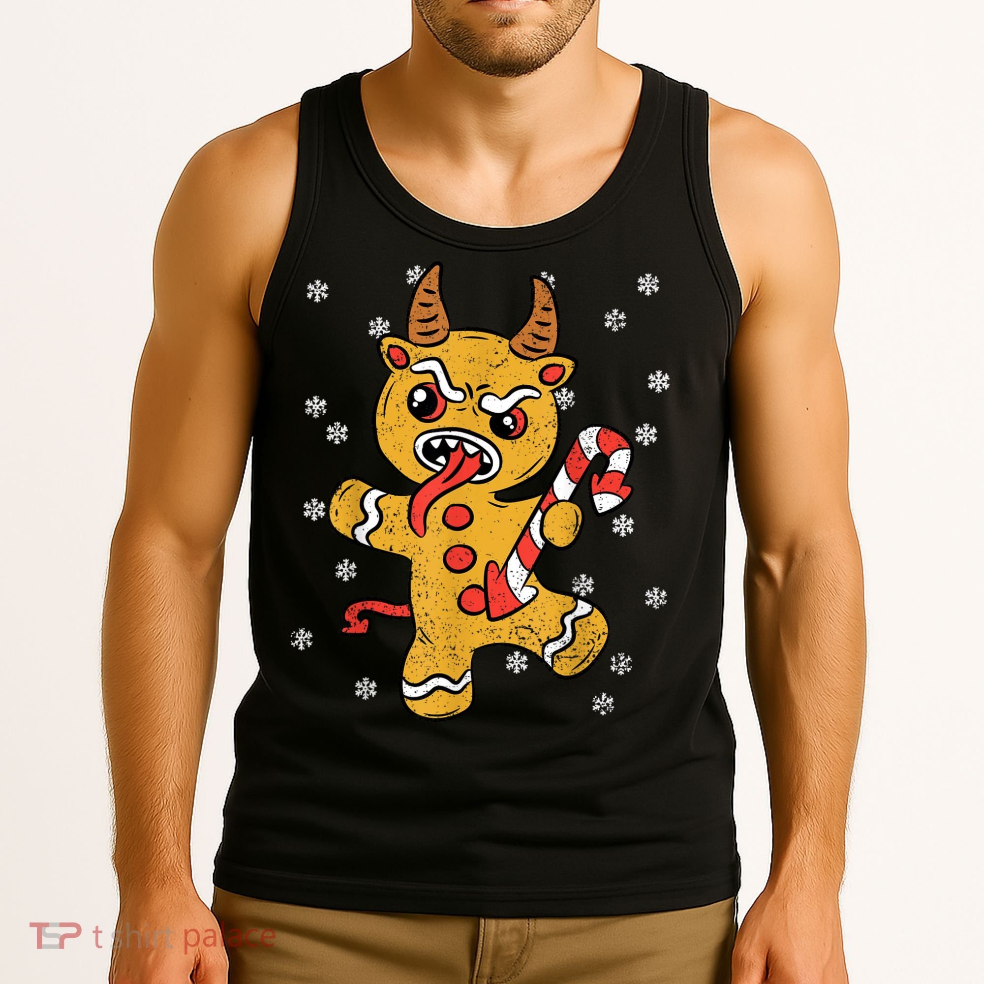 Gingerbread Man Krampus Christmas Pajama Xmas Candy Cane Tank Top