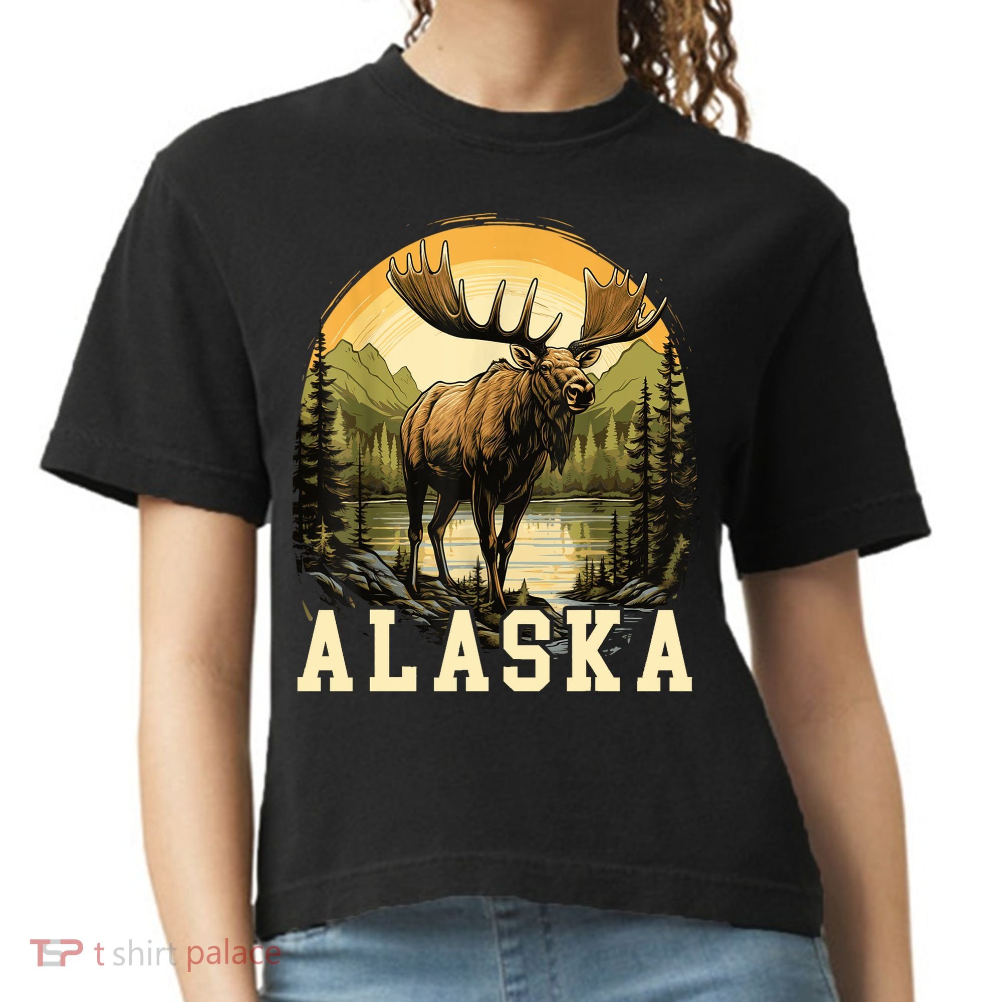 Glacier Mountain Landscape Alaskan Wildlife Alaska Moose Comfort Colors Boxy T-Shirt