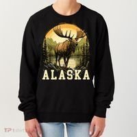 Glacier Mountain Landscape Alaskan Wildlife Alaska Moose Women's Sweatshirt thumb 0