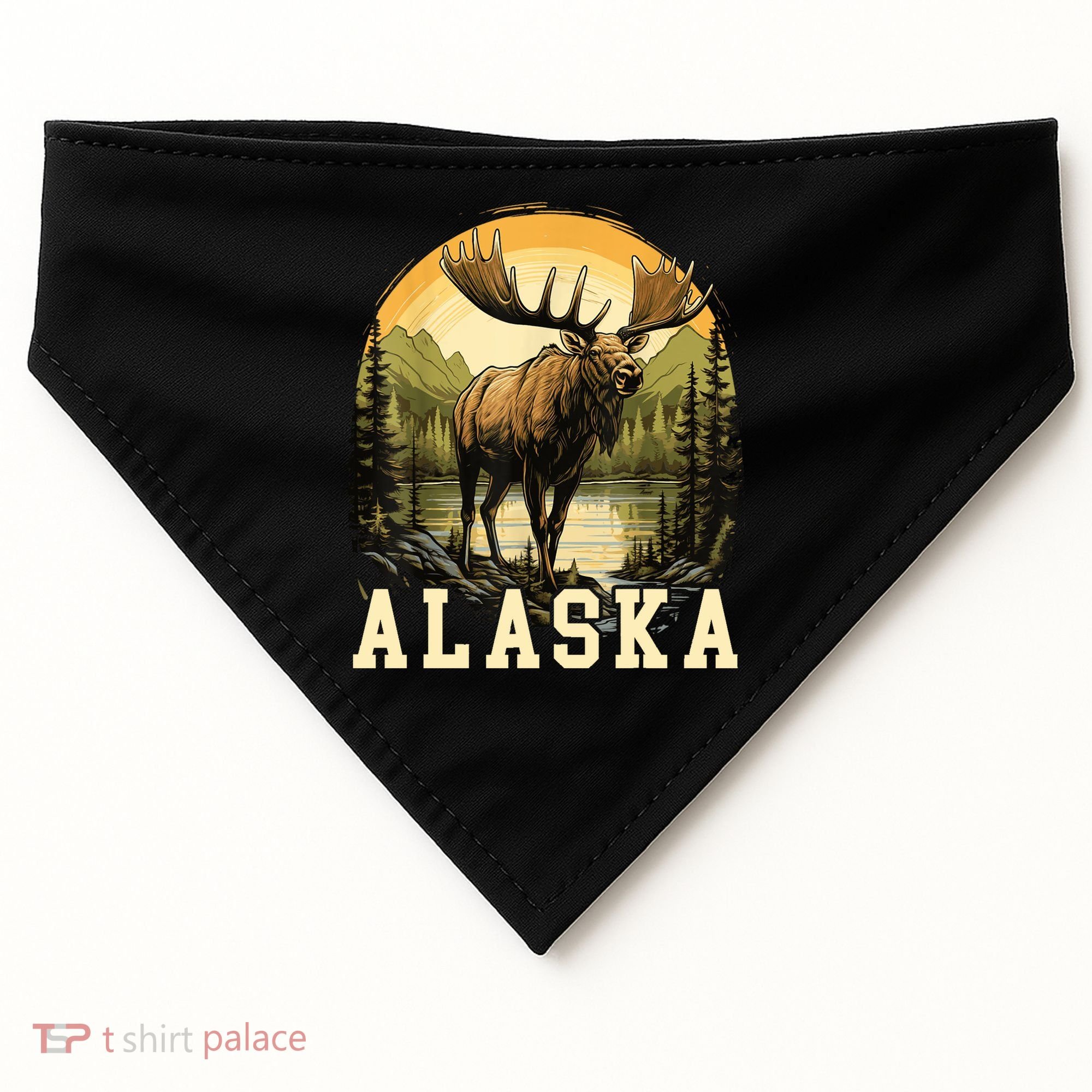 Glacier Mountain Landscape Alaskan Wildlife Alaska Moose USA-Made Doggie Bandana