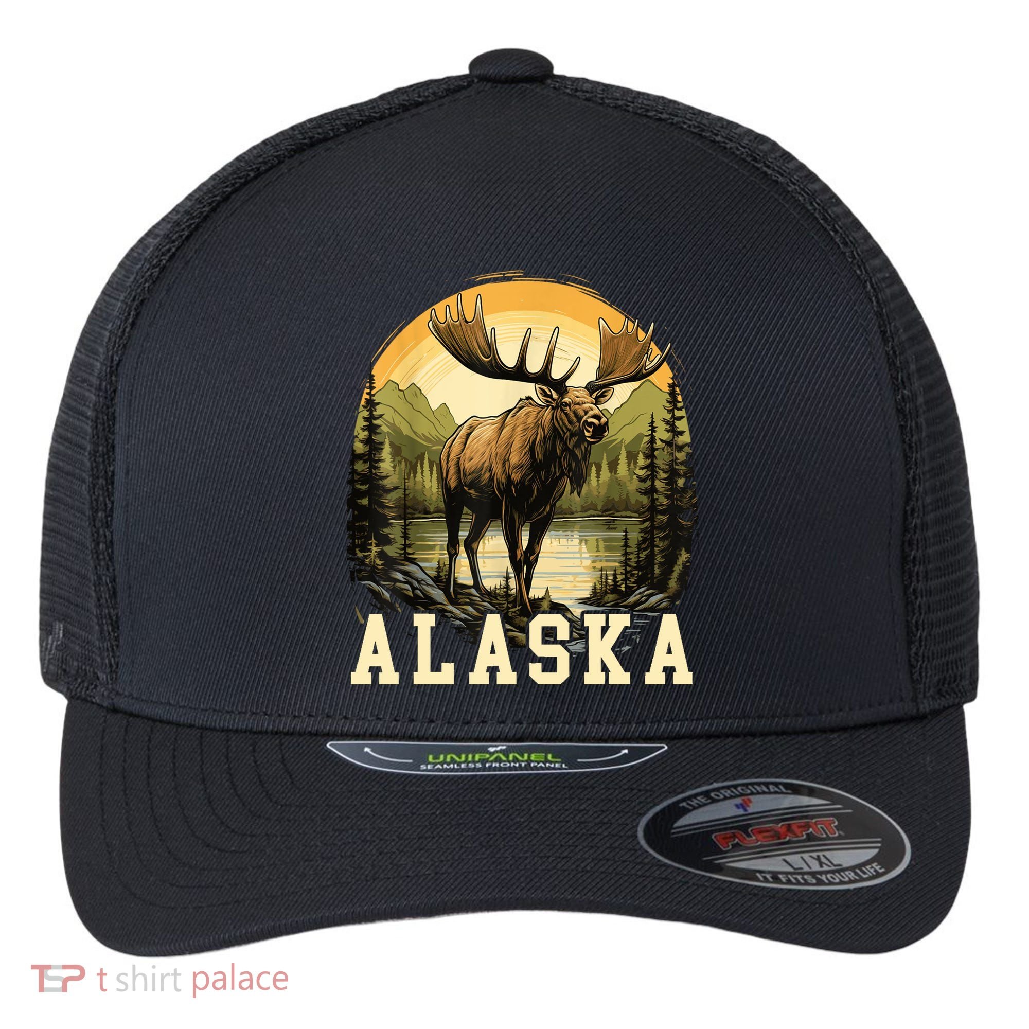 Glacier Mountain Landscape Alaskan Wildlife Alaska Moose Flexfit Unipanel Trucker Cap
