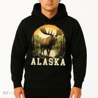 Glacier Mountain Landscape Alaskan Wildlife Alaska Moose Hoodie thumb 2