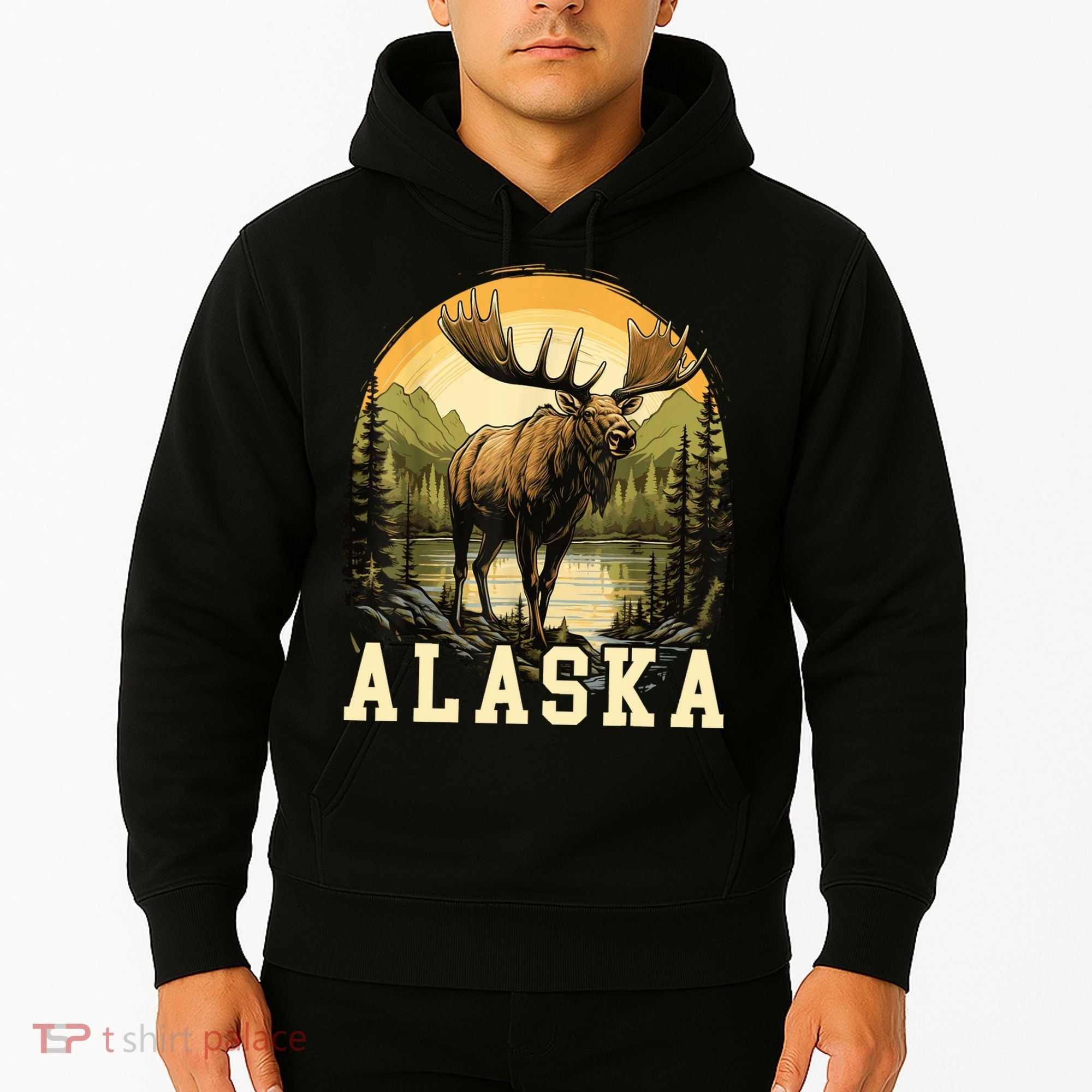 Glacier Mountain Landscape Alaskan Wildlife Alaska Moose Hoodie