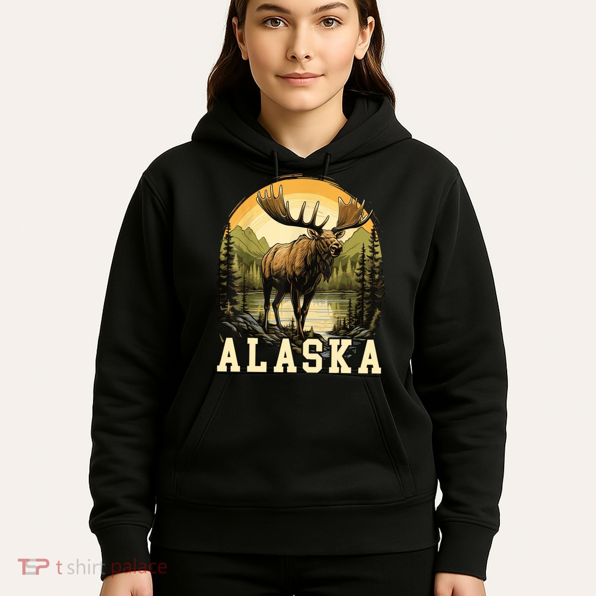 Glacier Mountain Landscape Alaskan Wildlife Alaska Moose Hoodie