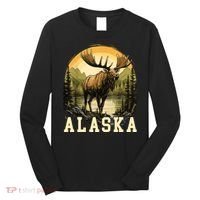 Glacier Mountain Landscape Alaskan Wildlife Alaska Moose Long Sleeve Shirt thumb 0